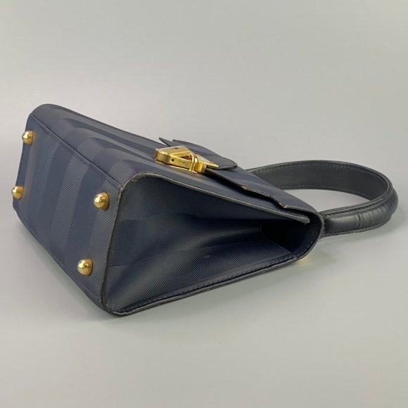 Authentic Vintage FENDI Mini Navy Pequin 2Way Bag - Picture 5 of 8